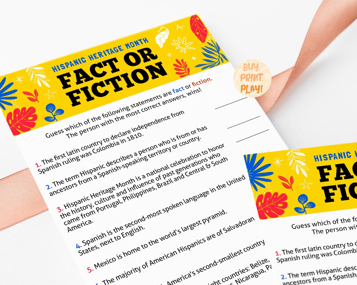 Hispanic Heritage Month Fact Or Fiction Trivia Latin America Etsy Israel