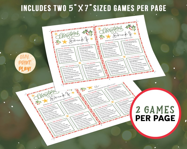 Fun Christmas Party Drink If Game Drinking Games for Adults Etsy