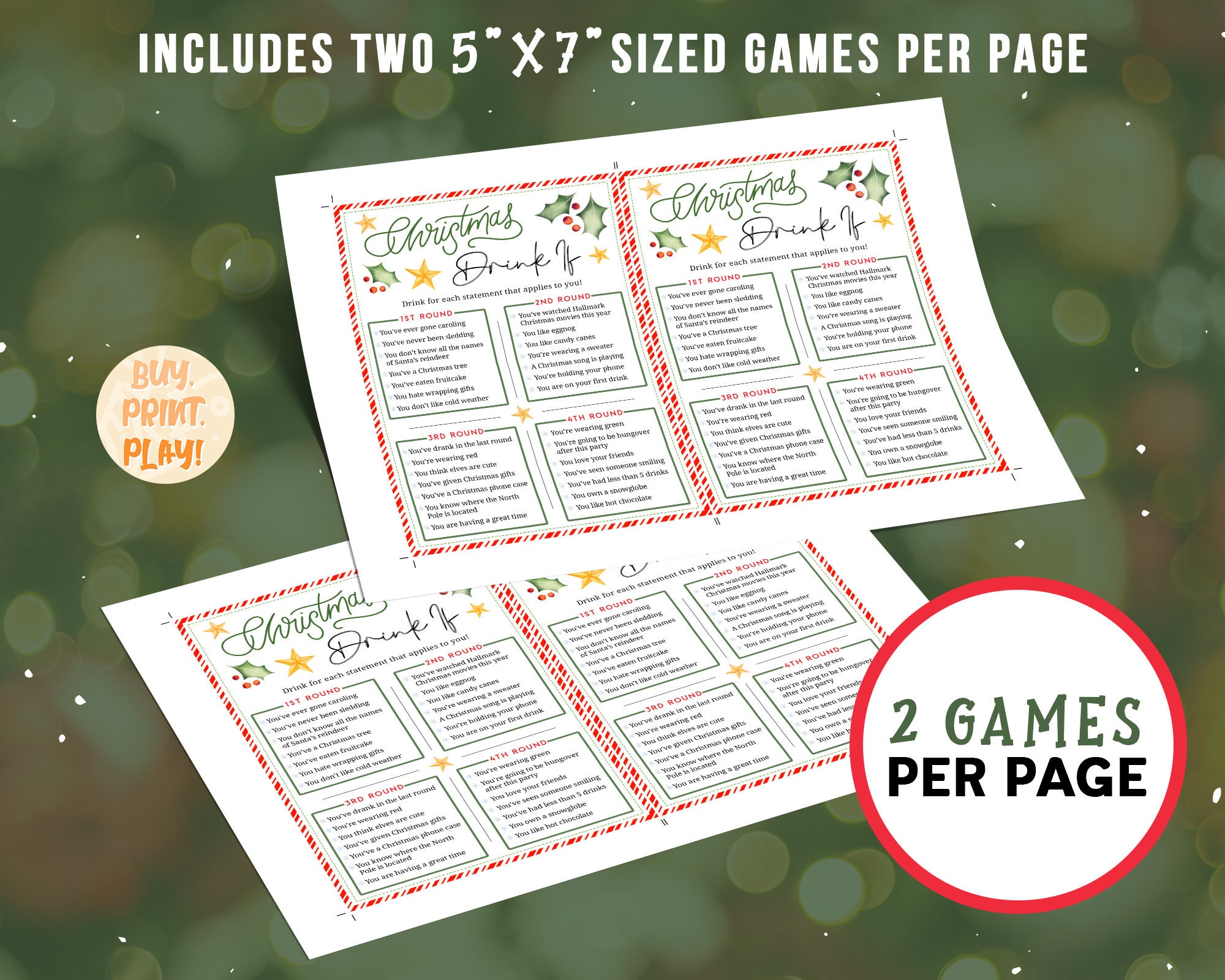 Fun Christmas Party Drink If Game Drinking Games for Adults - Etsy