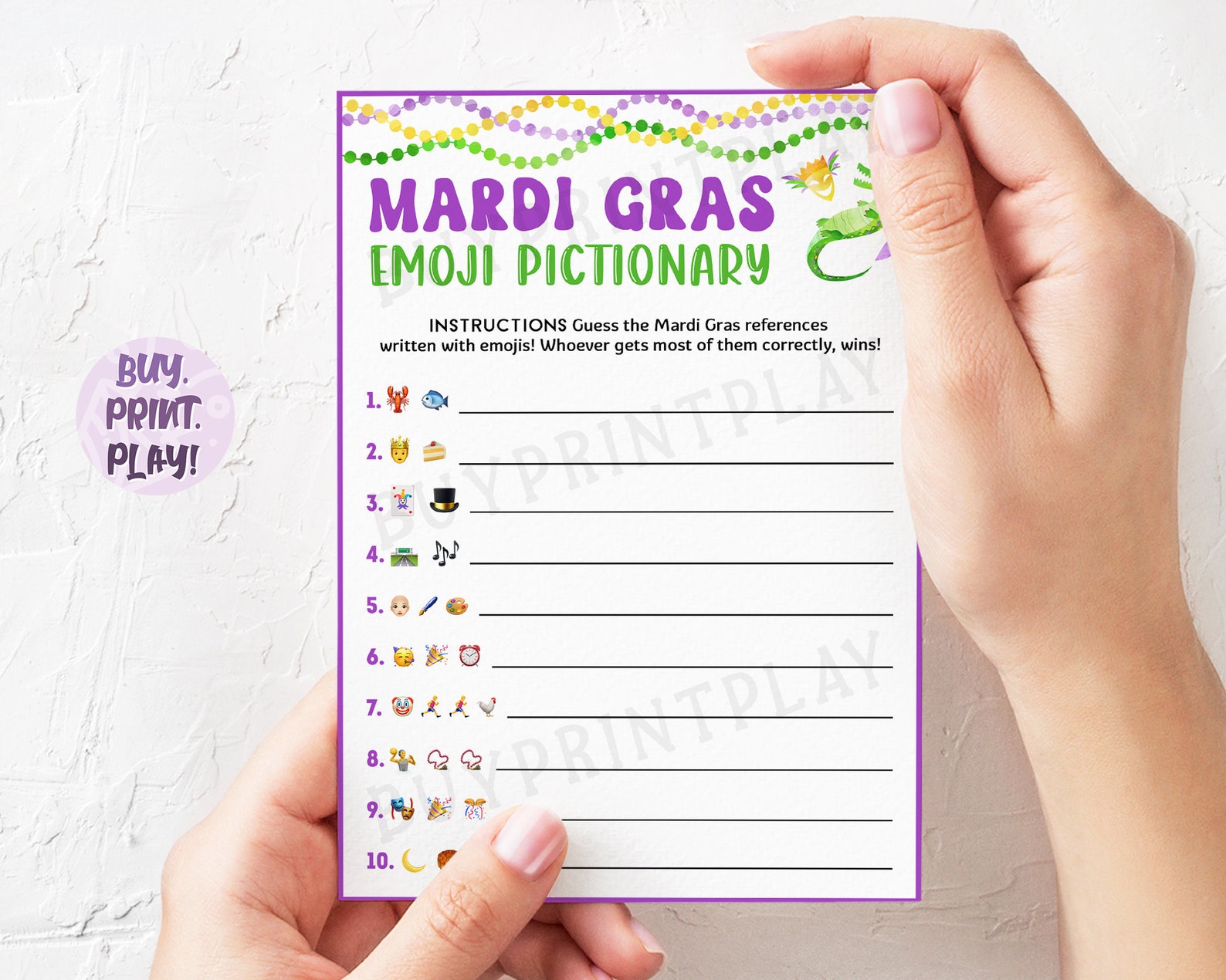 mardi gras pictionary words