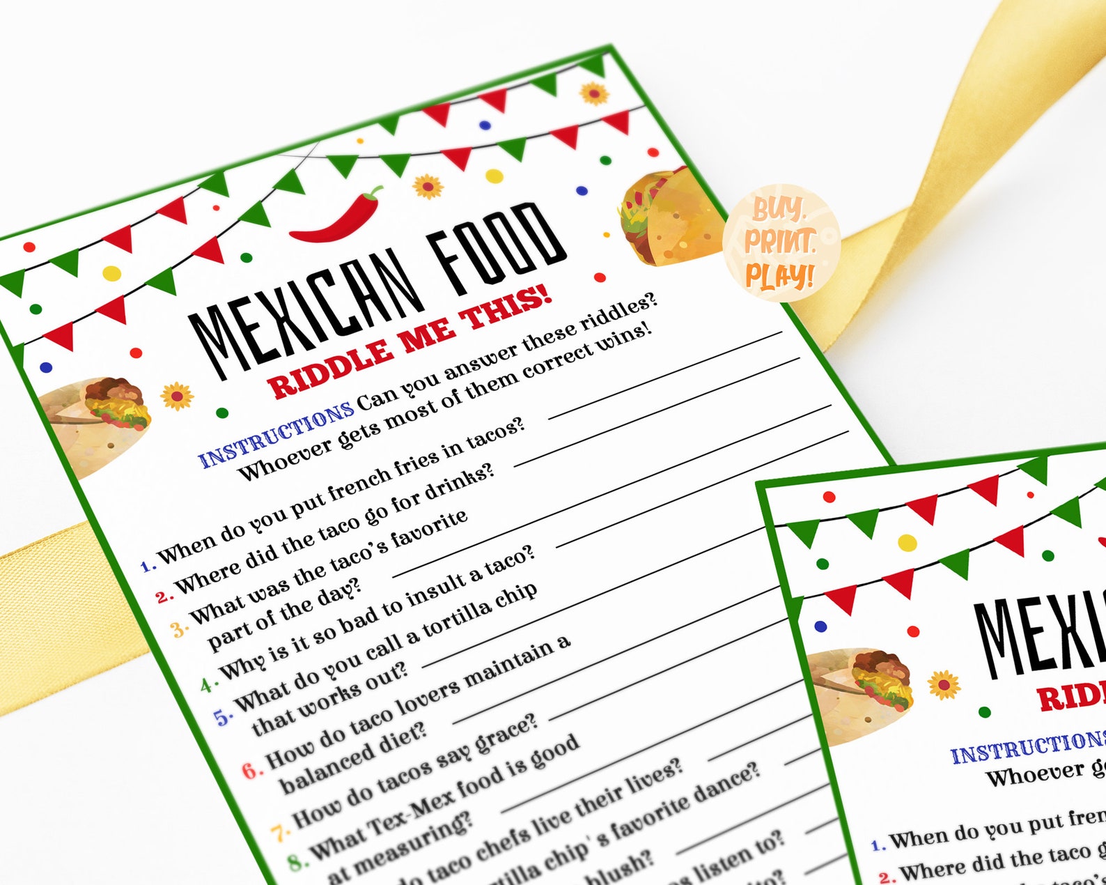Cinco De Mayo Riddle Me This Mexican Food Funny Jokes - Etsy