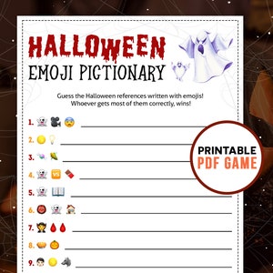 Halloween Games Emoji Pictionary Quiz Spooky Party Printable Fun Office ...