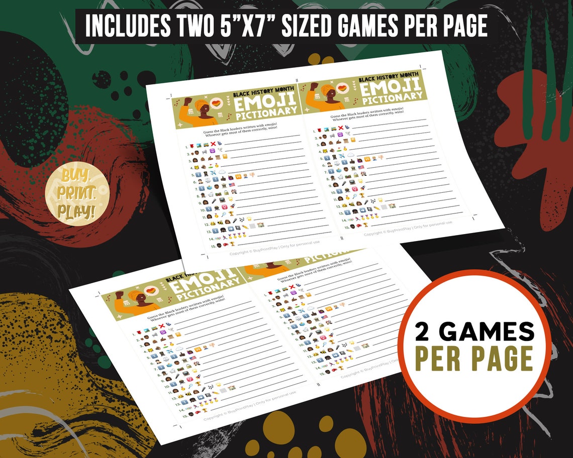 Black History Month Emoji Pictionary Black Leaders Emoji Etsy