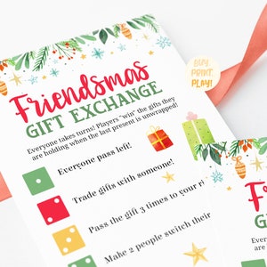 Friendsmas Gift Exchange Dice Game Christmas Party Games for Adults ...