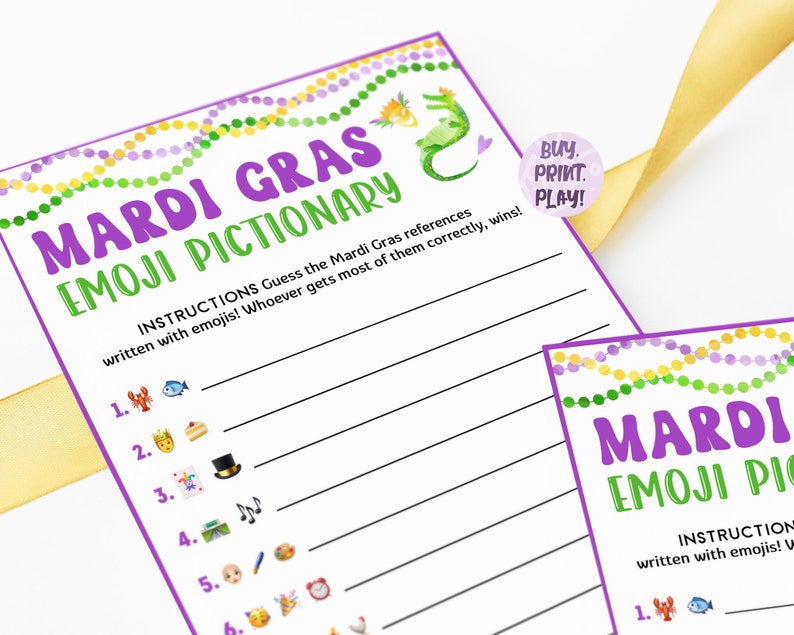 Mardi Gras Emoji Pictionary Party Games for Adults & Kids Etsy