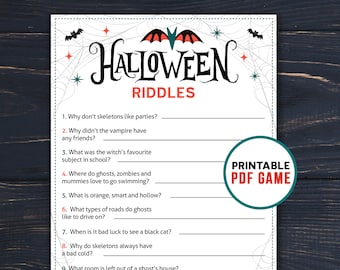 Halloween Riddles Trivia | Printable Party Games for kids & adults | Halloween Activity | Digital Download