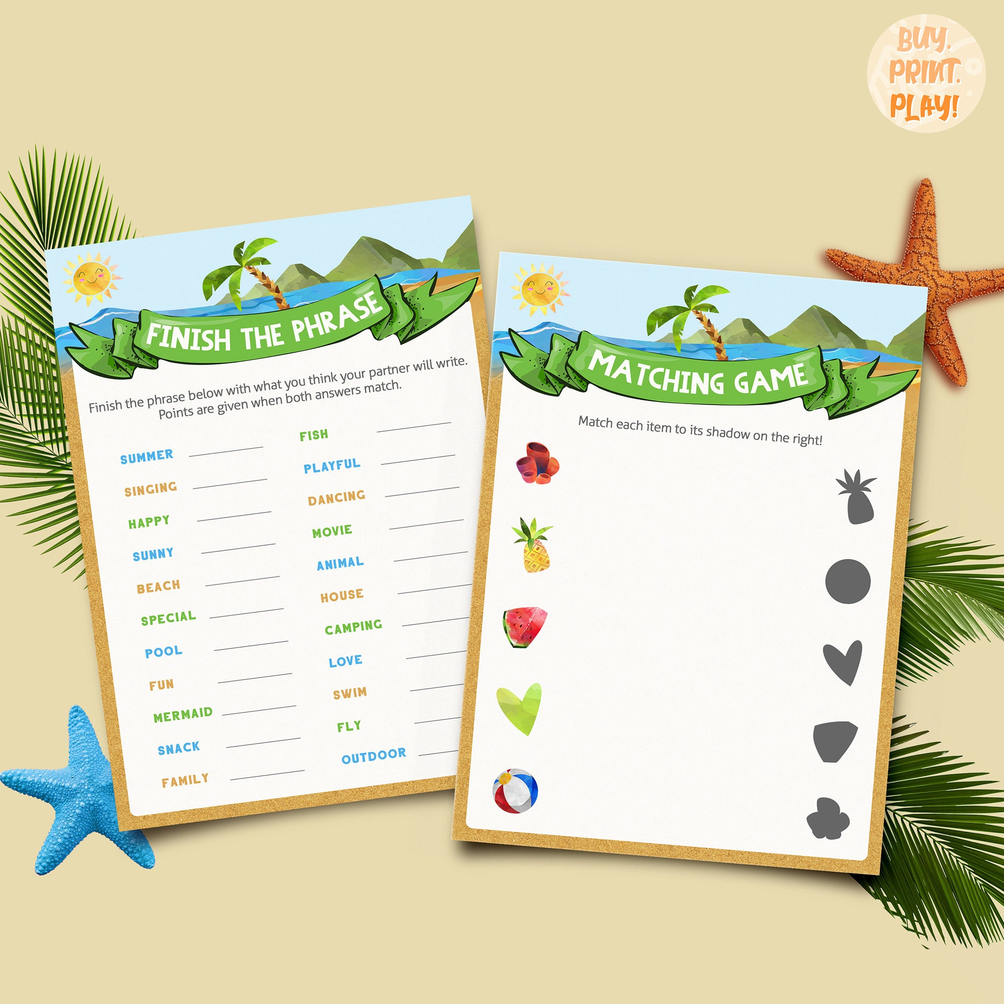 Summer Matching Game Print 2 Woo Jr Kids Activities Printable