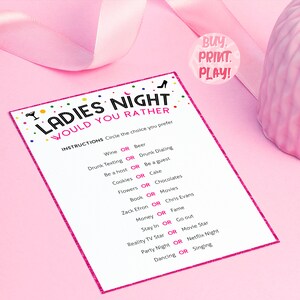 Ladies Night Would You Rather Girls Night Games (Download Now) - Etsy