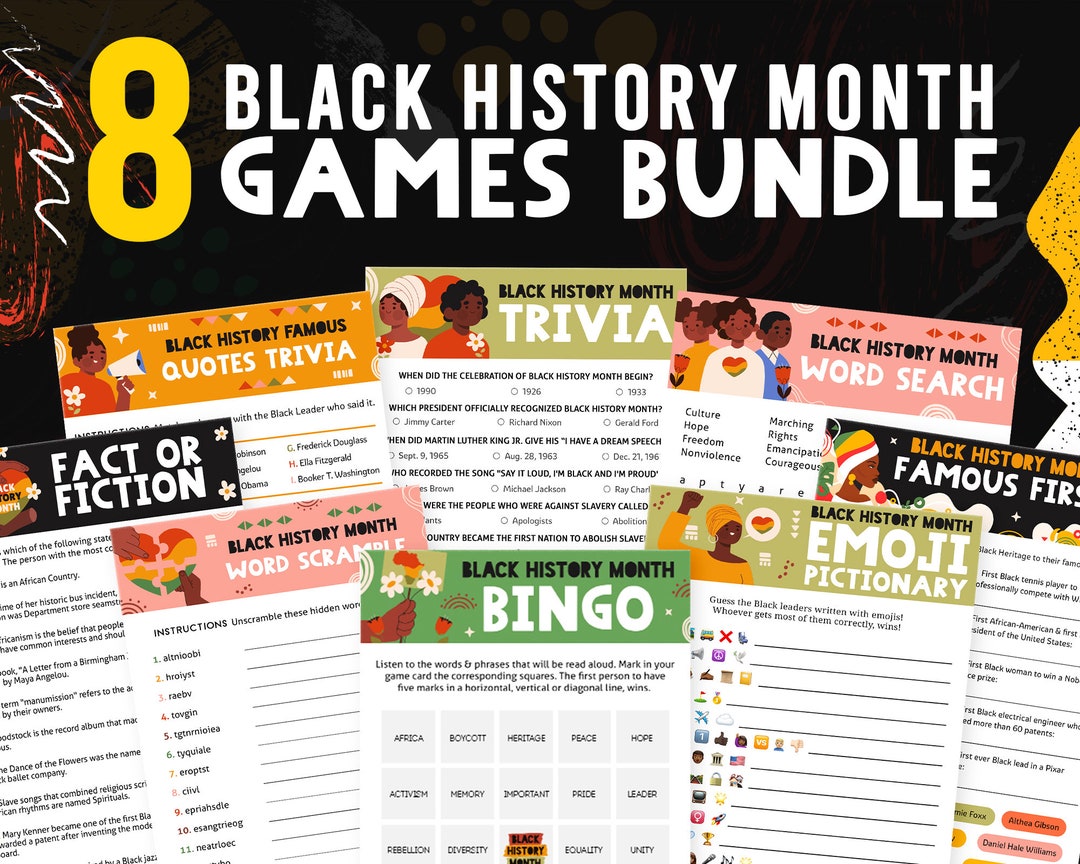 Black History Month Games Bundle  American History Printable