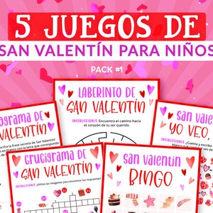 Pack de Juegos de San Valentin voor niños | Spaanse Valentijnsspelbundel voor kinderen | Afdrukbare activiteiten | Digitaal downloaden