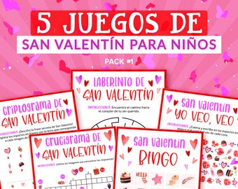 Pack de Juegos de San Valentin para niños | Spanish Valentines Games Bundle for Kids | Printable Activities | Digital Download