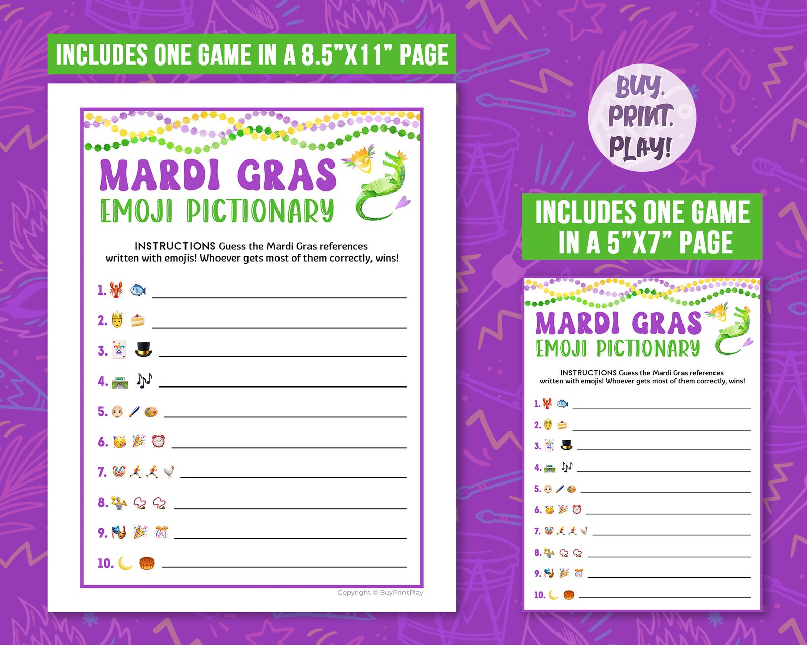 mardi gras pictionary words