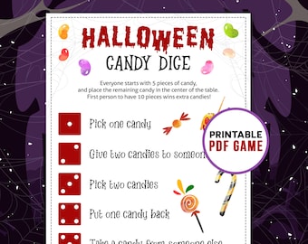 Halloween Games Candy Dice | Printables for Teens & Kids | Party Trick or Treat Activities