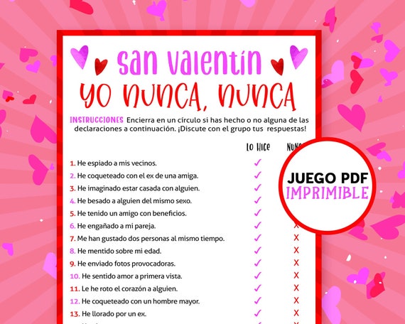 Juegos de San Valentin Yo Nunca Nunca Imprimibles en - Etsy España Juegos de San Valentin Yo Nunca Nunca Imprimibles en - Etsy España