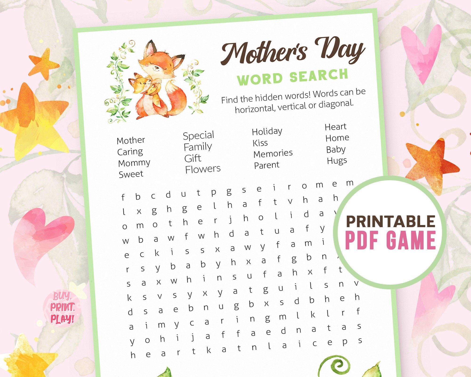 mothers day games word search printable activity for kids etsy canada