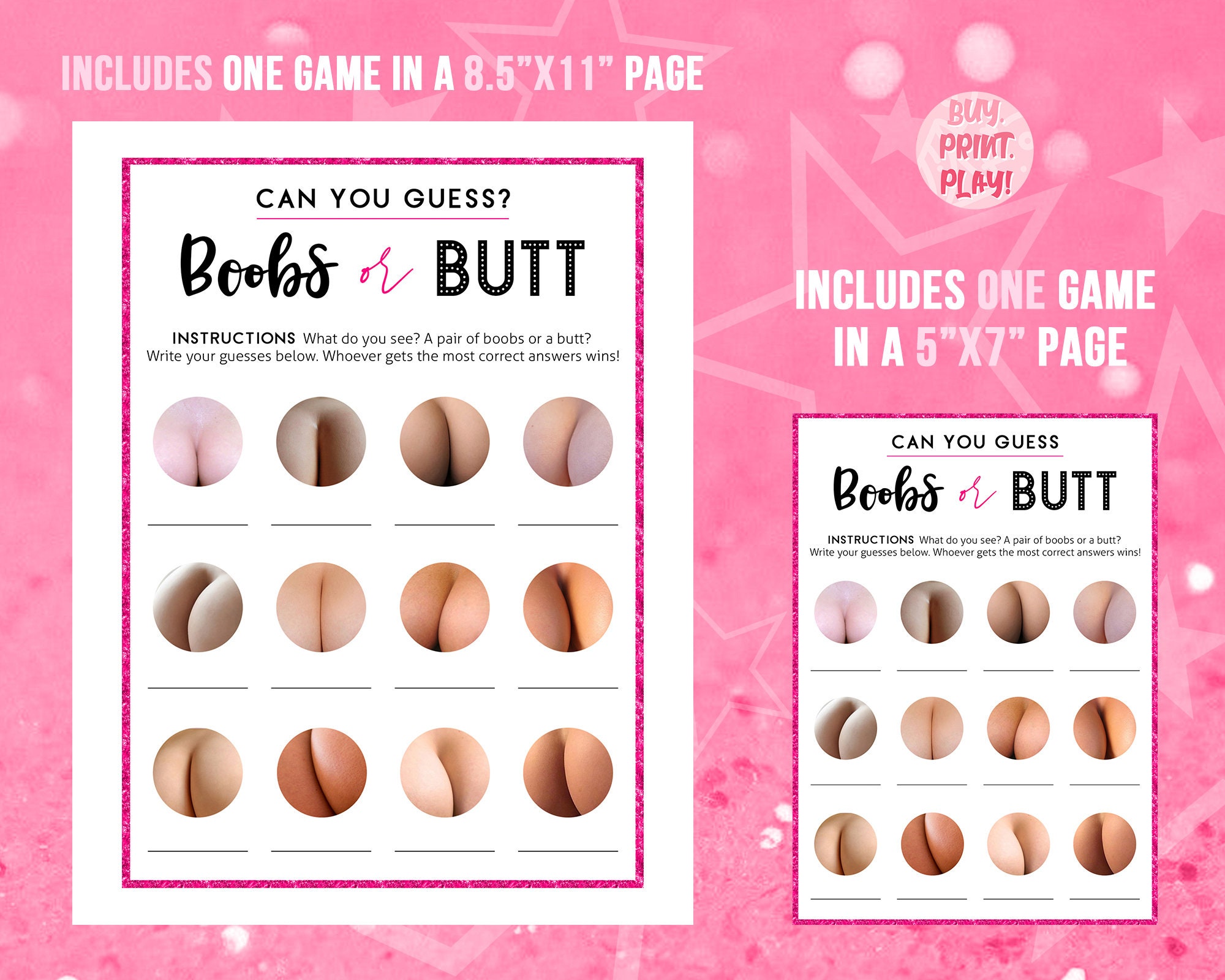 Boobs or Butt Game Funny Bachelorette Game Games for Adults Printable Baby  Shower Game Ladies Night Games Includes Free Bingo -  Australia