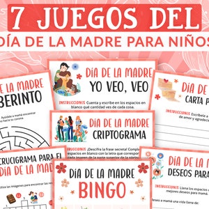 Pack de Juegos de Dia de la madre para niños | Actividades imprimibles | Spanish Mothers Day Games for Kids | Descarga Digital