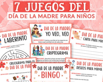 Pack de Juegos de Dia de la madre para niños | Actividades imprimibles | Spanish Mothers Day Games for Kids | Descarga Digital