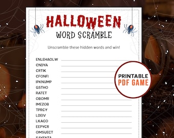 Halloween Printables - Word Scramble | Party Games for Kids, Teens and Adults | Digital Download