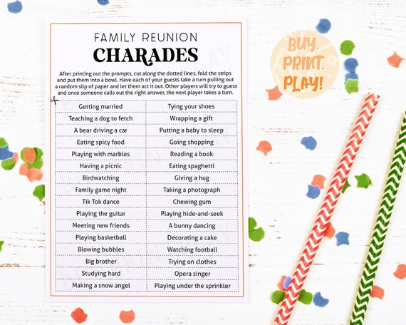 Family Gathering 32 Charades Prompts Family Reunion Party 