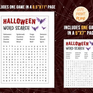 Halloween Word Search Game Printable Games Games for Adults - Etsy