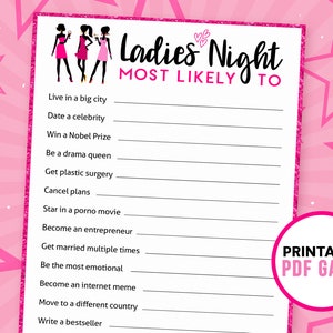 Who is Most Likely to Fun Ladies Night Games Girls Night Games Hen ...