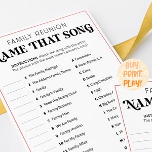 Family Name That Song Quiz | Family Gathering Games - Song Matchup ...