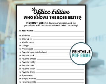 Who Knows the Boss Best Trivia | Office Party Games | Boss Retirement & Workplace Printable | Digital Download