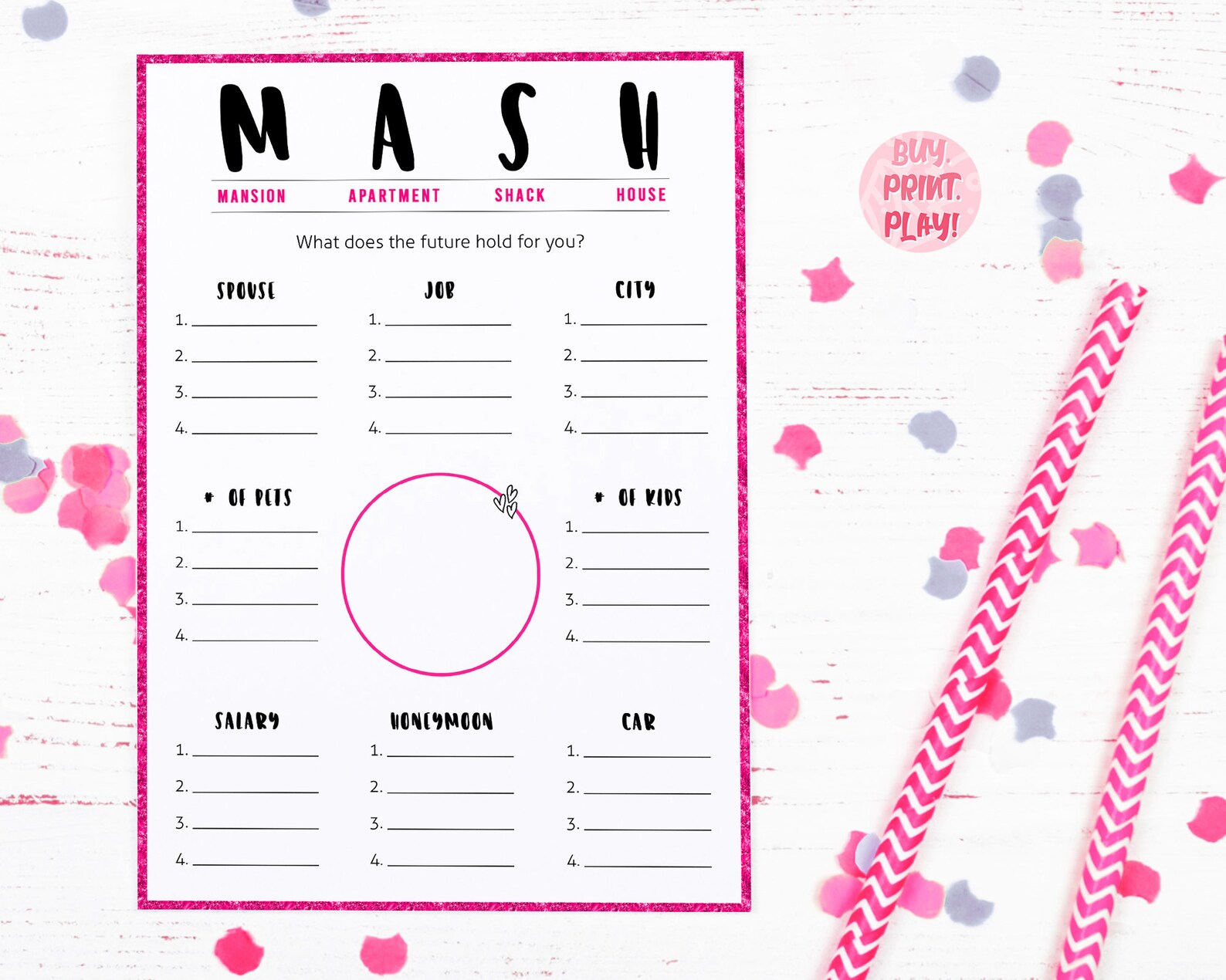 Mash Game Girls Party Printable Game Ladies Night Games - Etsy