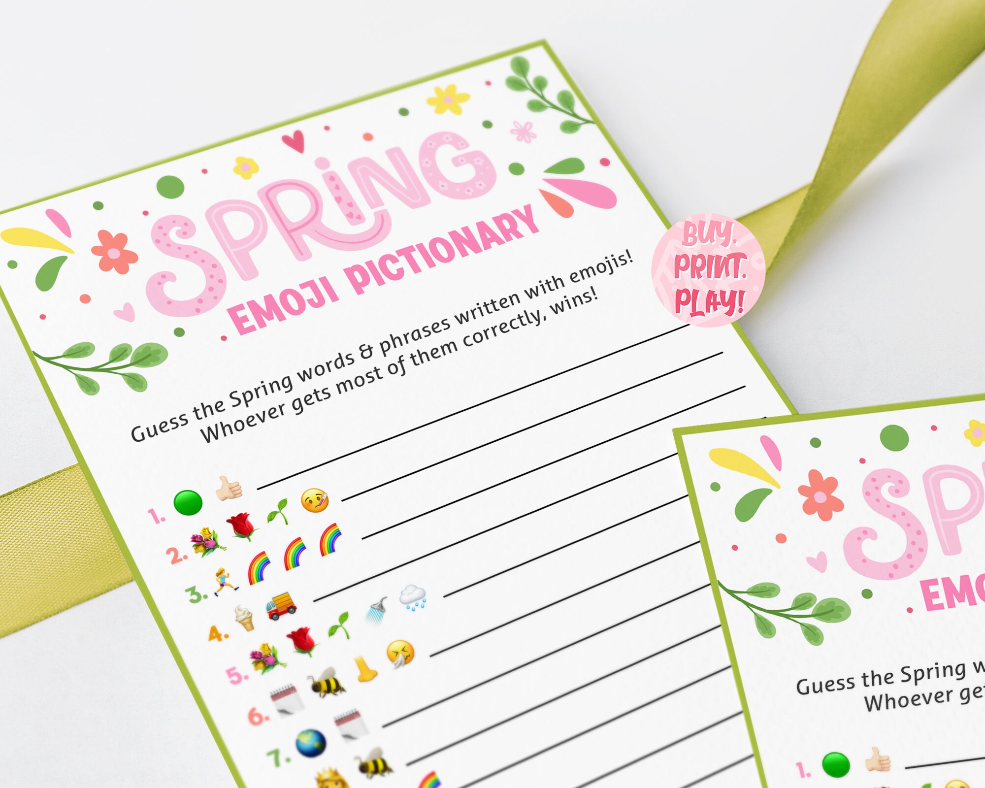 Spring Emoji Pictionary Game Printable Springtime Party Etsy México