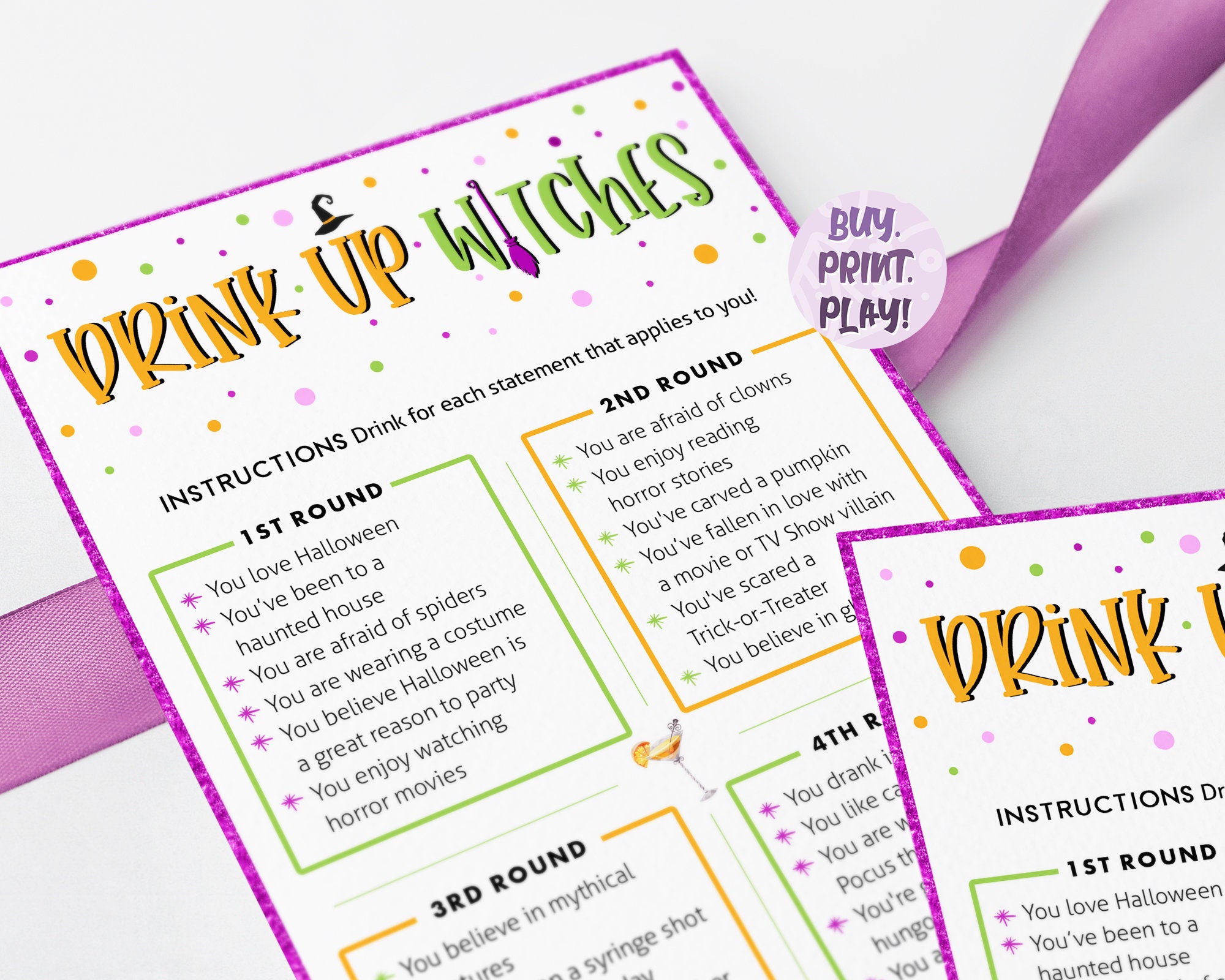 Witches Night Drink If Game Fun Drinking Game Ladies Night Etsy