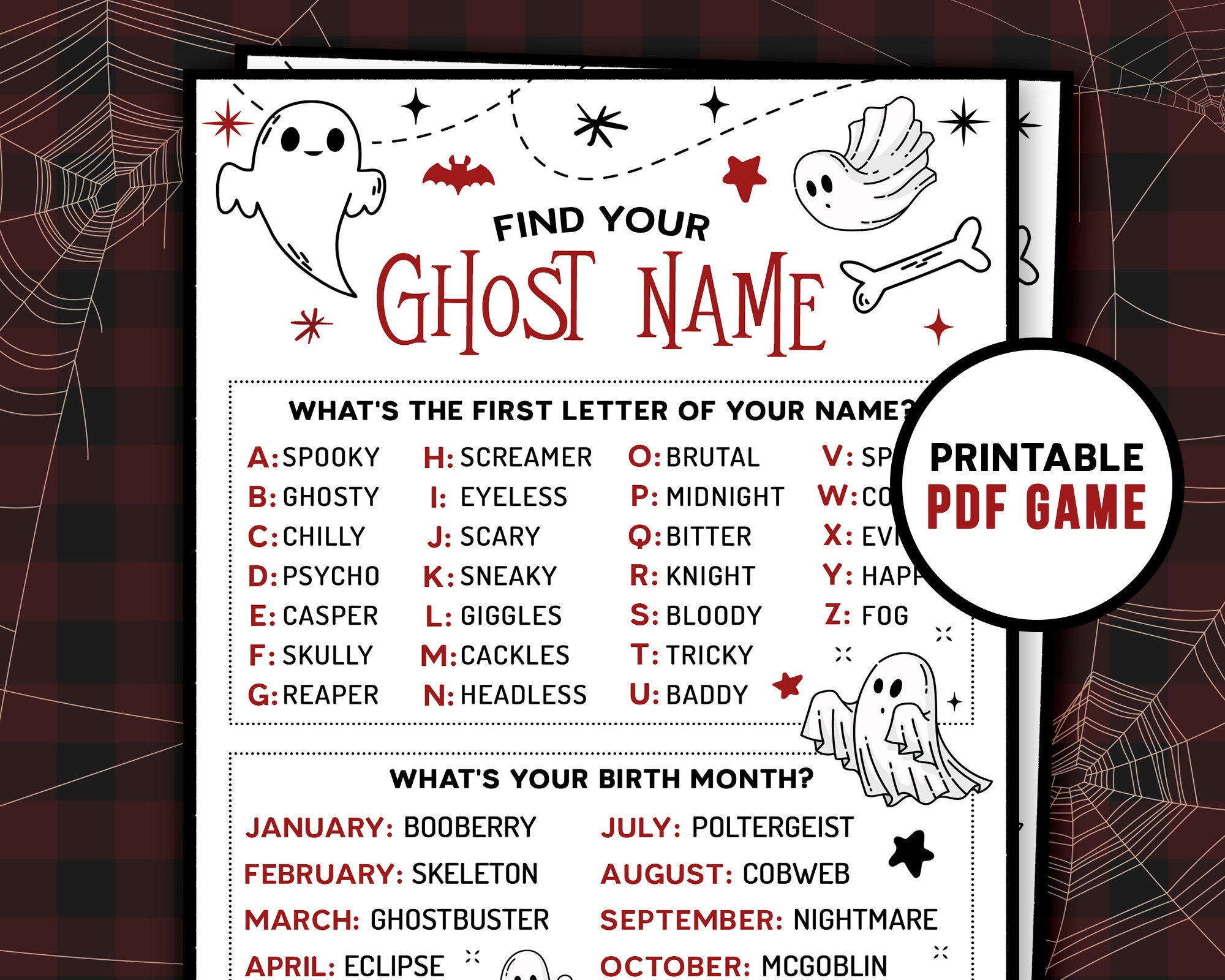 Whats Your Ghost Name Halloween Party Games Ghost Name Etsy Whats Your Ghost Name Halloween Party Games Ghost Name Etsy