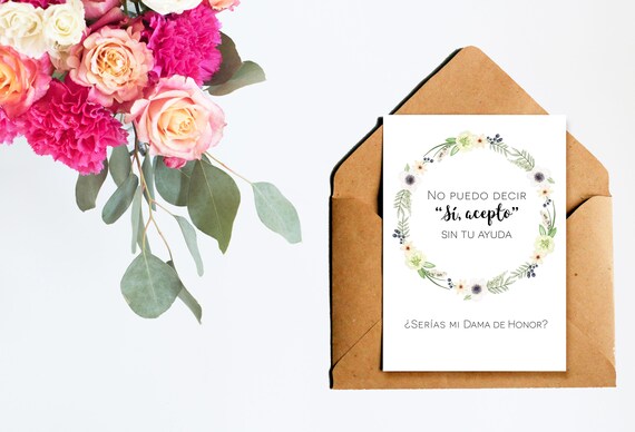 Will You Be My Bridesmaid Card In Spanish Printable Print Etsy