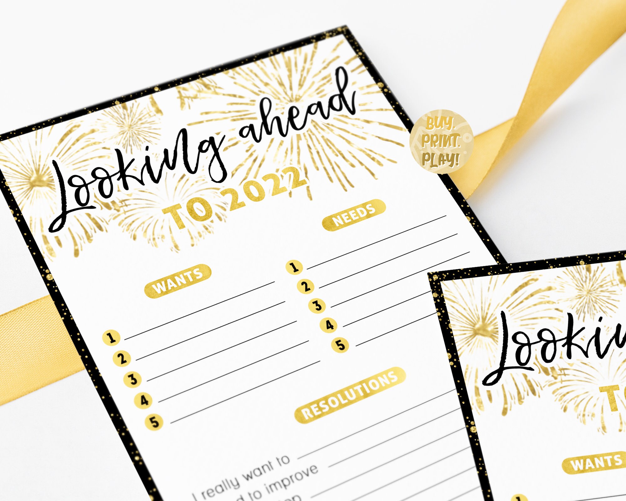 2022 New Year Resolutions New Years Eve Party Printable | Etsy