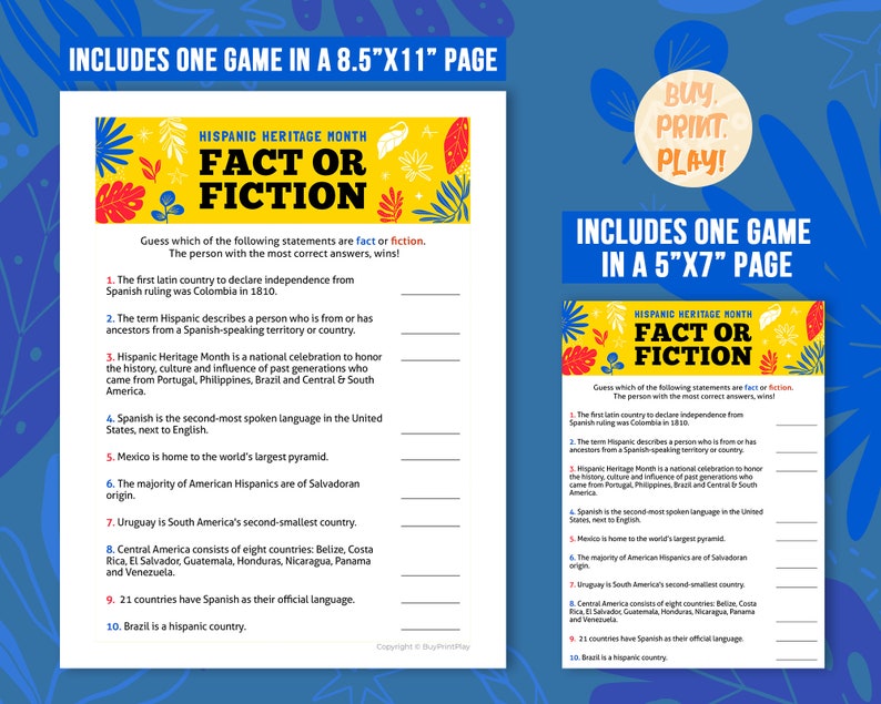 Hispanic Heritage Month Fact Or Fiction Trivia Latin America Etsy Israel
