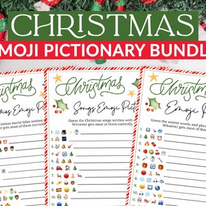 Christmas Emoji Pictionary Games Bundle | Emoji Quiz Game for Christmas Phrases, Songs & Movies | Family Games | Office Games