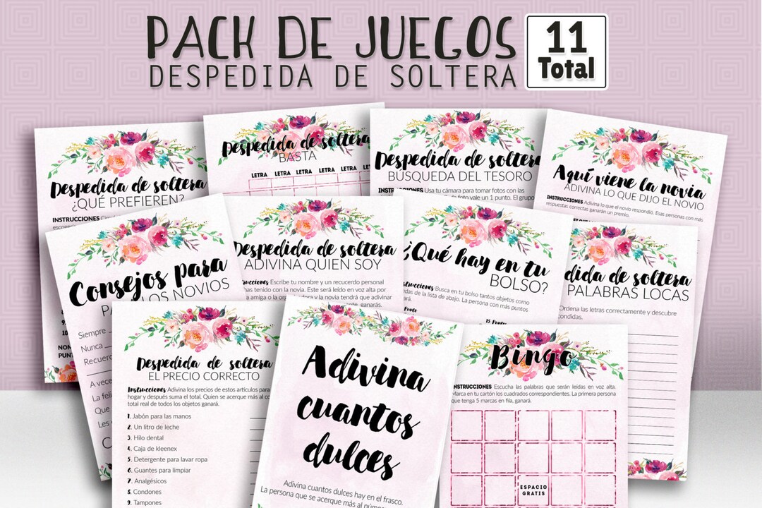 Bridal Shower Games in Spanish, Bridal Shower Spanish, Pack of Games, Printable Games Bridal