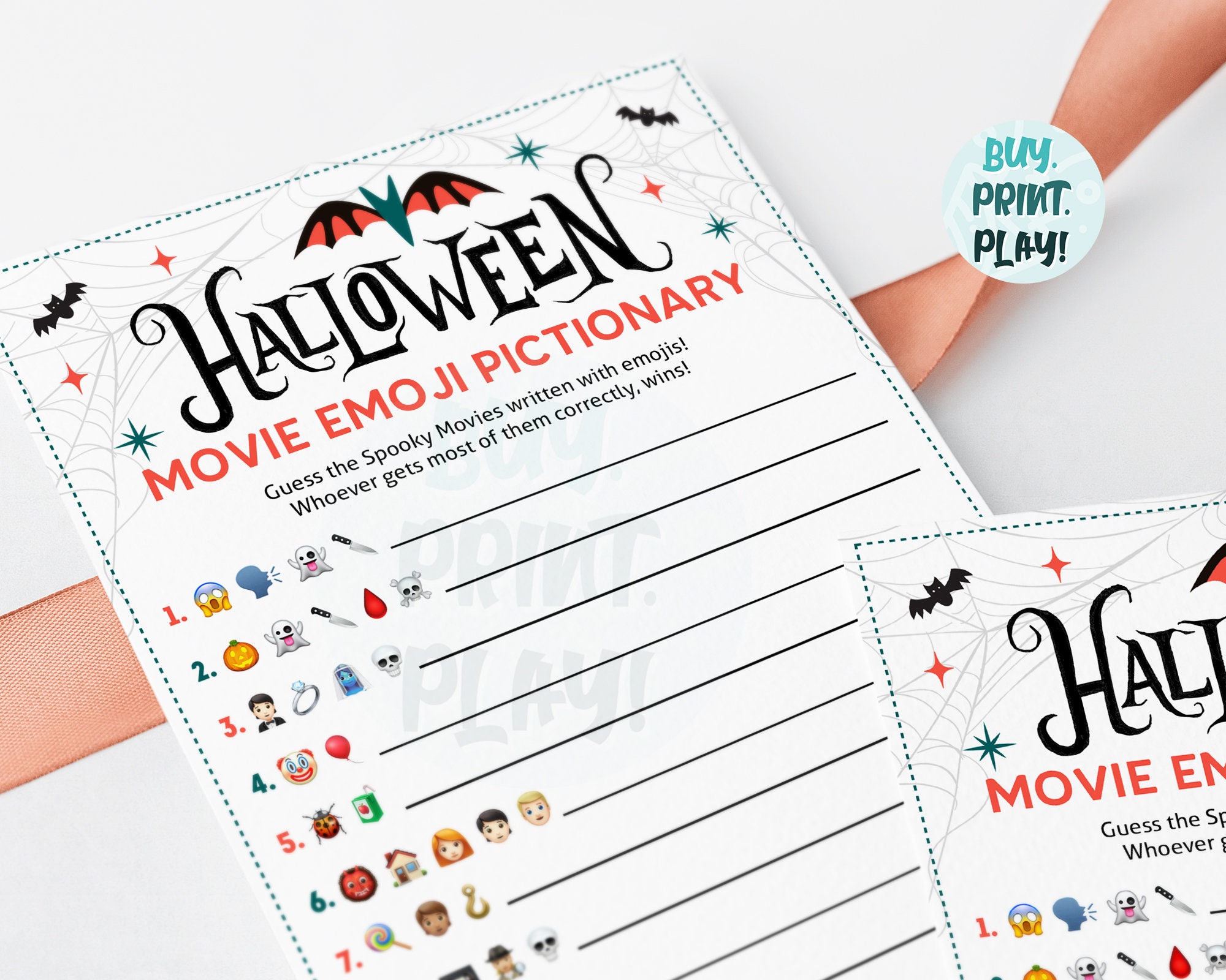 Halloween Horror Movie Emoji Quiz Halloween Activity Printables Emoji  Pictionary 2 Fun Rounds Horror Movies Instant Download 