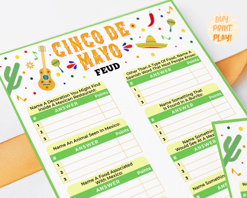 Cinco De Mayo Family Feud Printable Games for Adults - Etsy