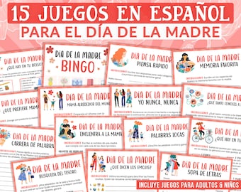 15 Juegos del Dia de la Madre | Actividades imprimibles | Spanish Mother's Day Games for adults & Kids | Descarga Digital