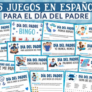 15 Jogos do Dia do Padre | Pacote de jogos do Dia dos Pais espanhóis para adultos e crianças | Atividades para impressão | Download digital