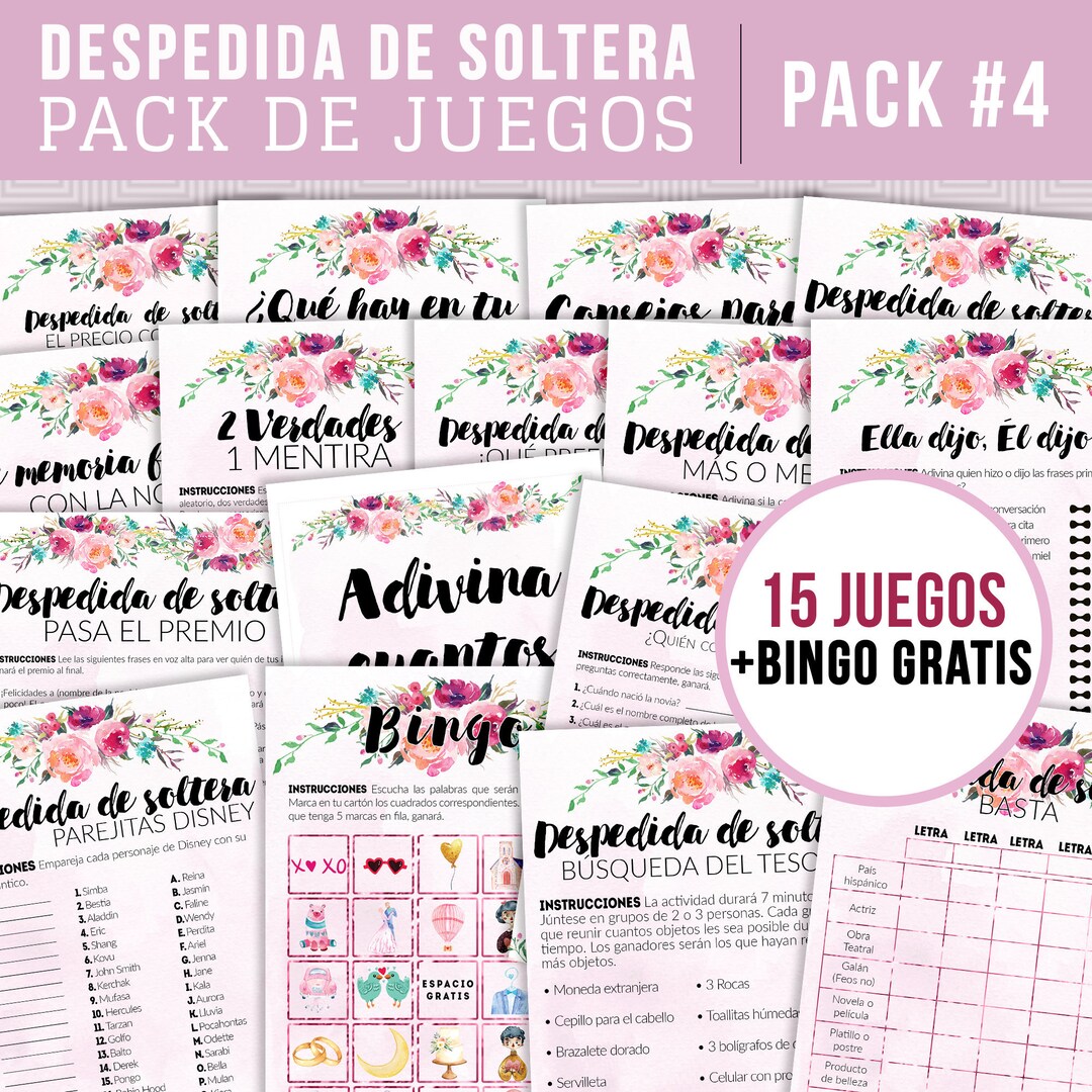 Bridal Shower Games in Spanish Includes 15 Printable Games and Free ...