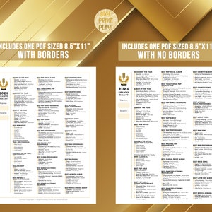 Fun 2024 Grammys Voting Ballot Printable Predictions Game for ...
