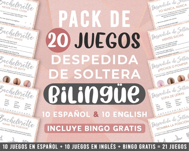 Juegos Despedida de Soltera en Español & Inglés Actividades Etsy México