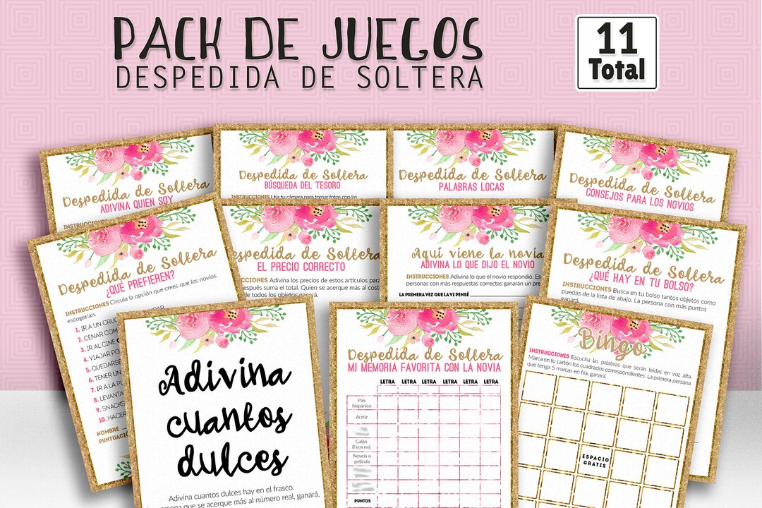 Bridal Shower Games in Spanish, Pack of Bridal Shower Games, in Spanish ...