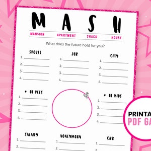 Ladies Night Mash Game | Girls Party Printable Games | Girls Night ...