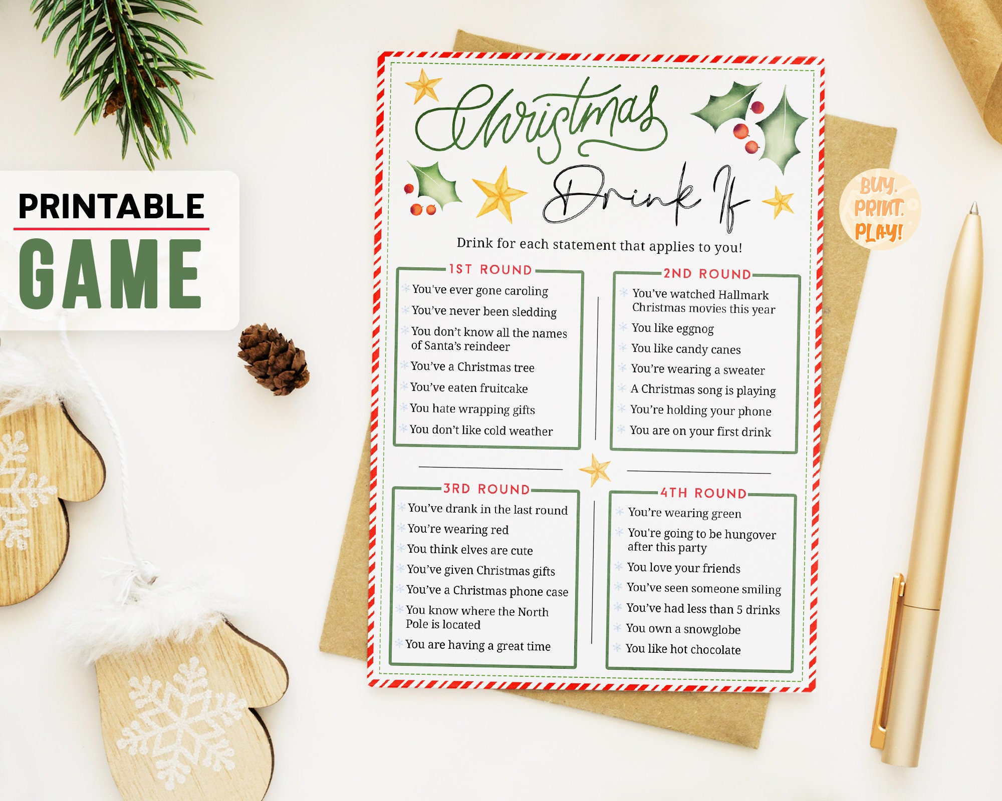 Fun Christmas Party Drink If Game Drinking Games for Adults - Etsy