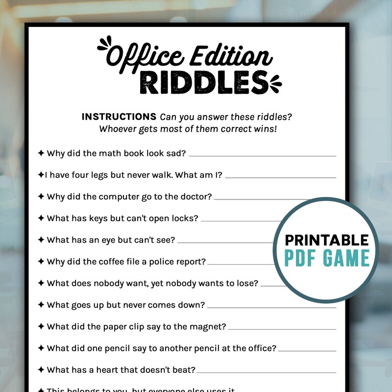 Workplace Riddle Games - Etsy