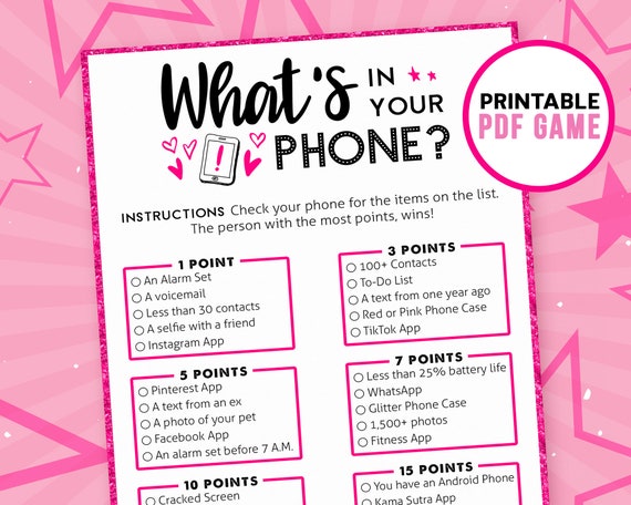 What's in Your Phone Fun Ladies Night Games Girls - Etsy