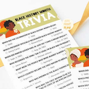 Black History Month Trivia | American History Printable Games ...